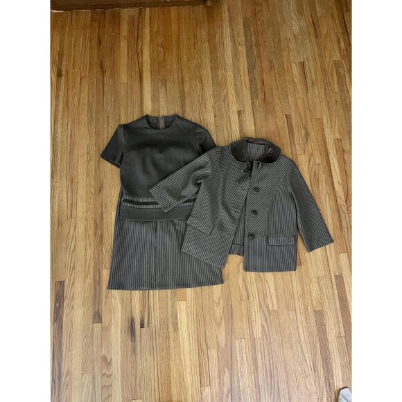 Jackets & Blazers - Women's vintage knit set, 3 pc set, jacket, shirt, skirt, XS, brown toned set